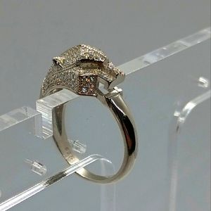 Panther Ring with zirconias size 9 - .925 Silver
